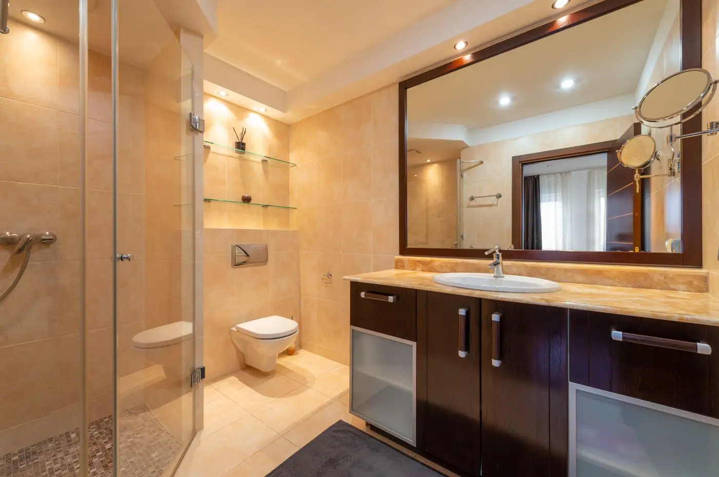 A clean, bright bathroom, the usual place a moisture check starts. Cape Coral.